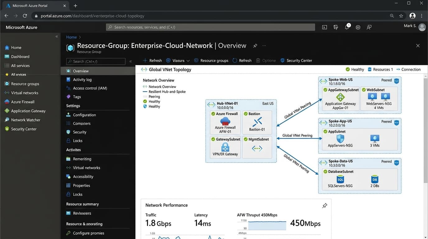 Enterprise Multi-Tier Virtual Network (VNet) & Security Hub